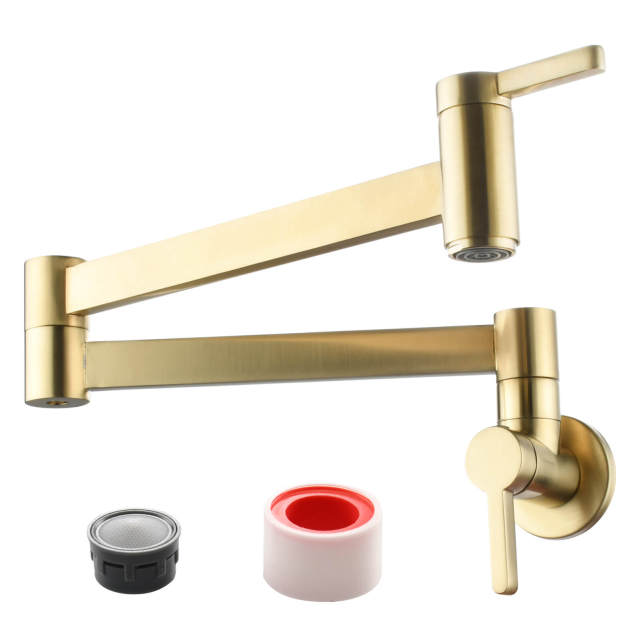 OOVOV Kitchen Pot Filler Folding Faucet Brass Double Joint Swing Arm Sink Faucet Cold Water Kitchen Wall Mount Faucet