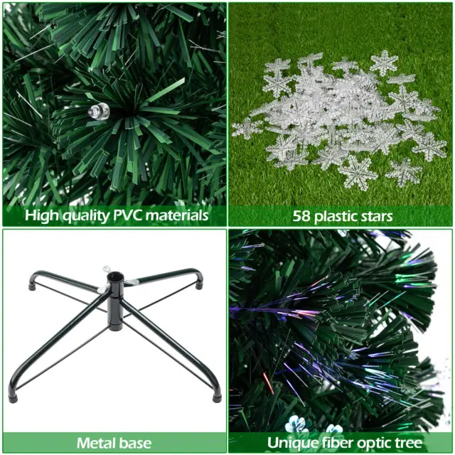 OOVOV Christmas Tree Artificial Small Light Fiber Optic Christmas Tree With Acrylic Snowflake for Holiday Home Party Decoration