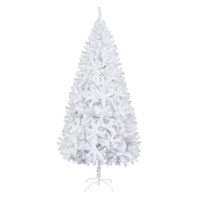 OOVOV 7ft Iron Leg White Christmas Tree with 950 Branches for Home Office Party Decoration Easy Assembly Metal Hinges &amp; Foldable Base