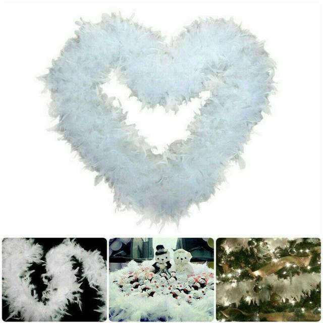 OOVOV 5Pcs Christmas Tree 2M White Feather Boa Home Party Xmas Ribbon Garland Decor