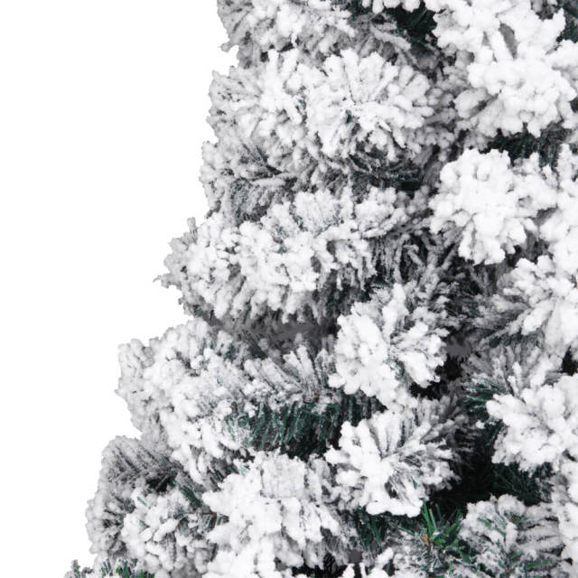 OOVOV PVC Flocking Christmas Tree 6ft/7ft Automatic Tree Flocked Artificial Christmas Tree Snowy Spruce Unlit Xmas Tree