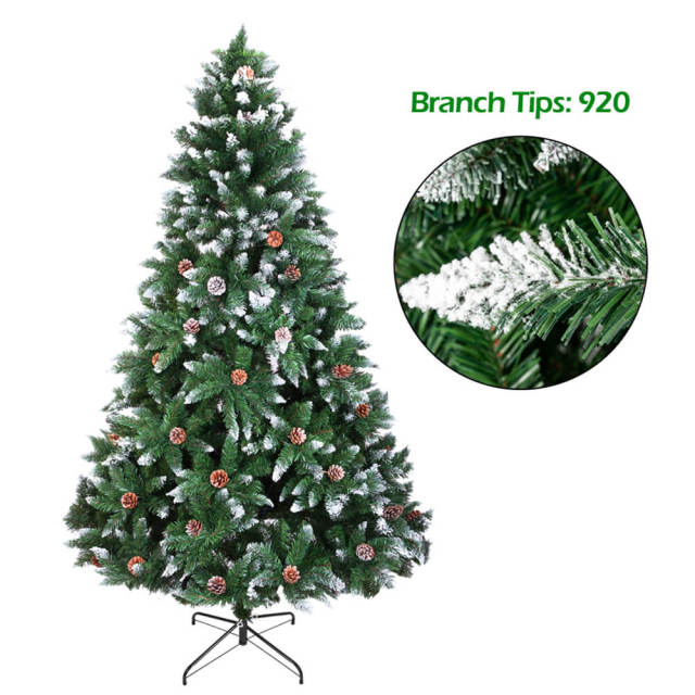 OOVOV Christmas Tree 7FT Spray White PVC Xmas Tree with 870 Branches for Home Office Party Holiday Decoration