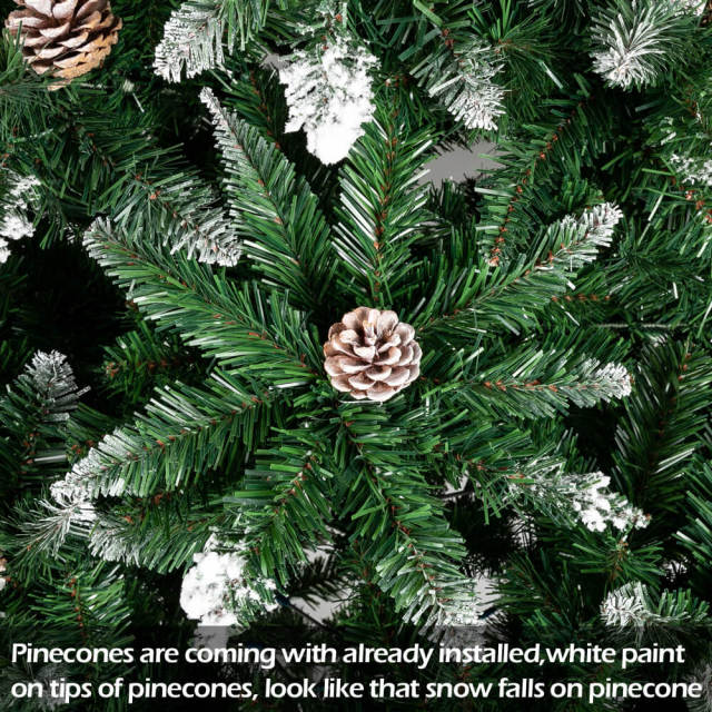 OOVOV Artificial Christmas Tree Christmas Tree Flocking Spray White Plus Pine Cone Snow Tipped Pencil Covered Green Xmas Trees