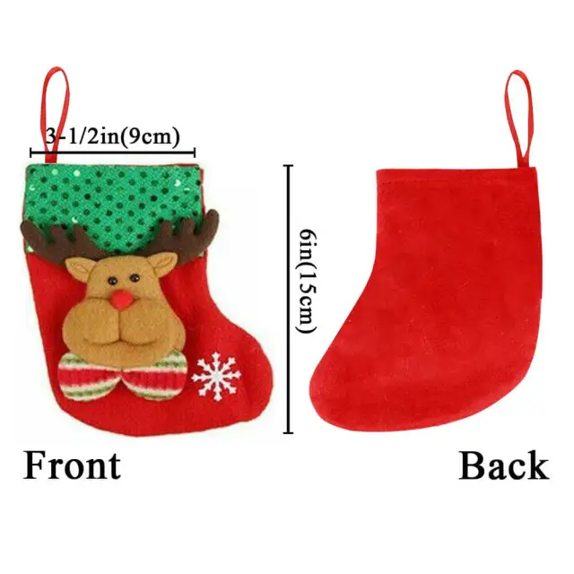 OOVOV Christmas Stocking 4Pcs New Year Socks Santa Snowman Pendant Christmas Ornaments