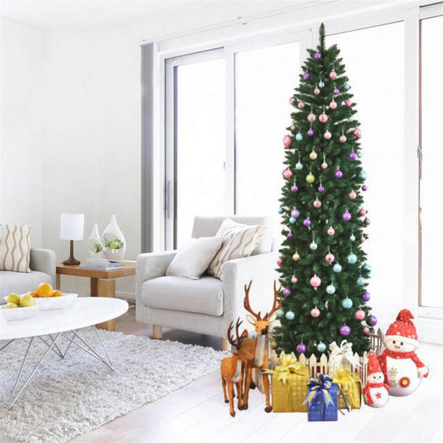 OOVOV 7.5ft Pointed PVC Pen Holder Christmas Tree for Home Office Party Decoration Easy Assembly Metal Hinges &amp; Foldable Base