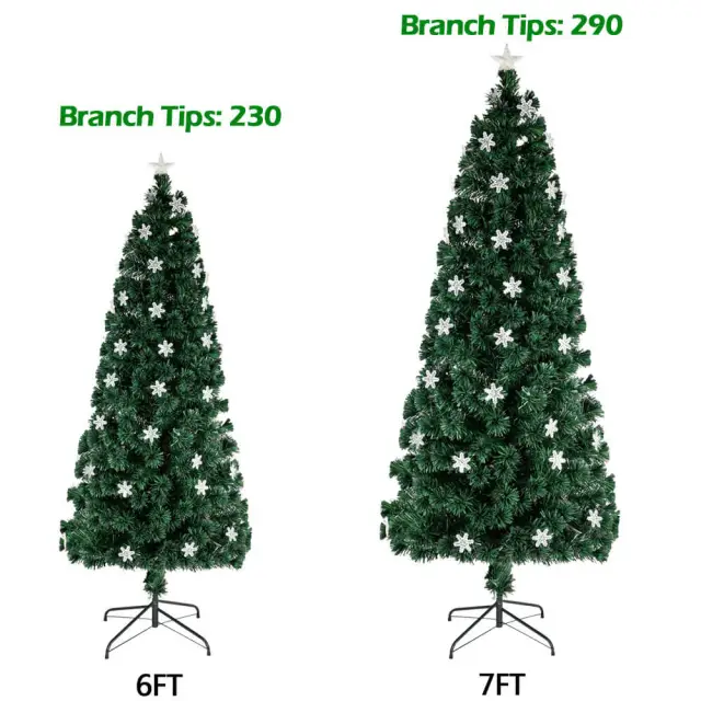 OOVOV Christmas Tree Artificial Small Light Fiber Optic Christmas Tree With Acrylic Snowflake for Holiday Home Party Decoration