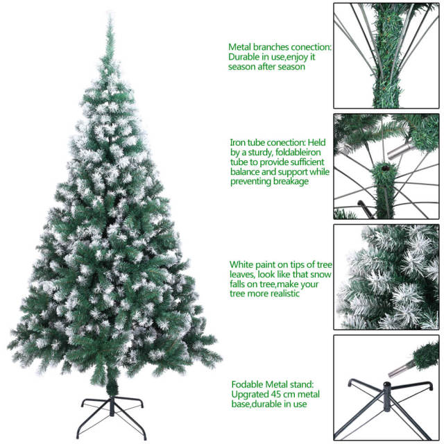 OOVOV Christmas Tree 7FT Spray White PVC Xmas Tree with 870 Branches for Home Office Party Holiday Decoration