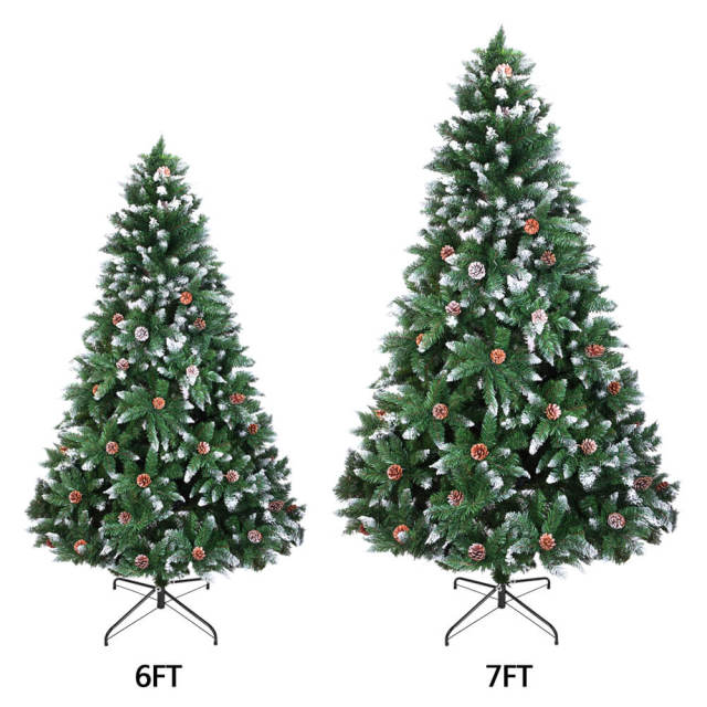 OOVOV Artificial Christmas Tree Christmas Tree Flocking Spray White Plus Pine Cone Snow Tipped Pencil Covered Green Xmas Trees