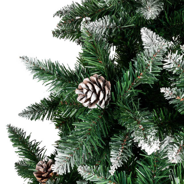 OOVOV Artificial Christmas Tree Christmas Tree Flocking Spray White Plus Pine Cone Snow Tipped Pencil Covered Green Xmas Trees