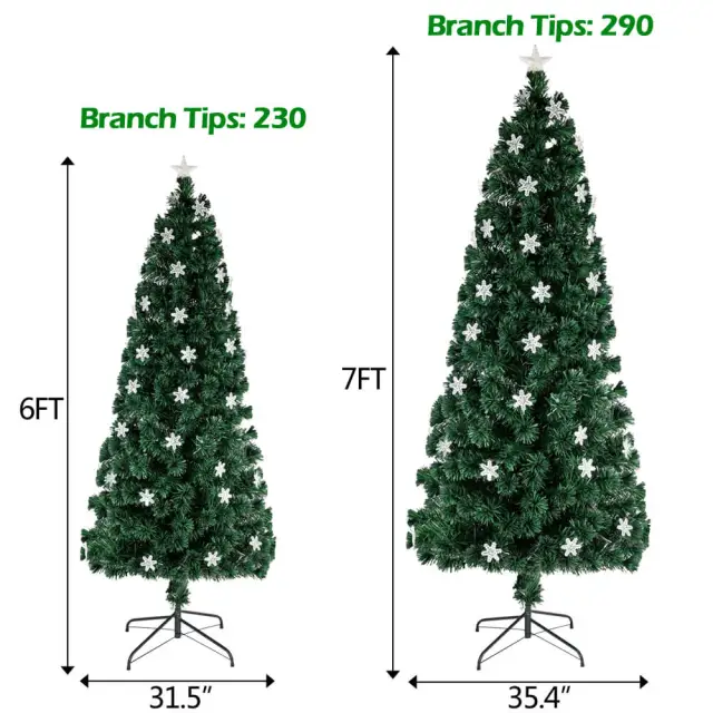 OOVOV Christmas Tree Artificial Small Light Fiber Optic Christmas Tree With Acrylic Snowflake for Holiday Home Party Decoration