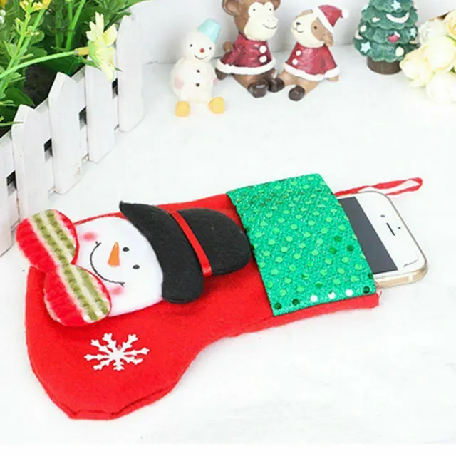 OOVOV Christmas Stocking 4Pcs New Year Socks Santa Snowman Pendant Christmas Ornaments