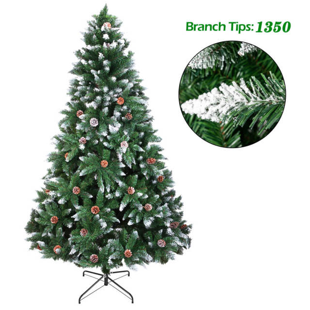 OOVOV 7.5ft Pointed PVC Pen Holder Christmas Tree for Home Office Party Decoration Easy Assembly Metal Hinges &amp; Foldable Base