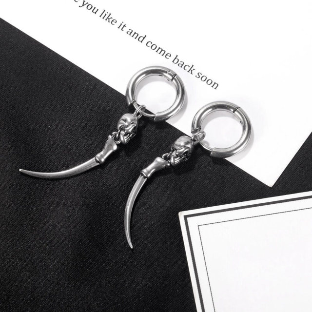 OOVOV Hoop Dangle Earrings for Men Women Stainless Steel Stud Earrings Pin Chain Earrings Star Earring