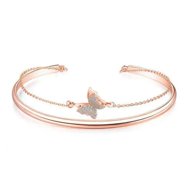 OOVOV Bangle Bracelets Gift for Women Teen Girl Plating Rose Gold Jewelry Diamond Demon Eye Bracelet