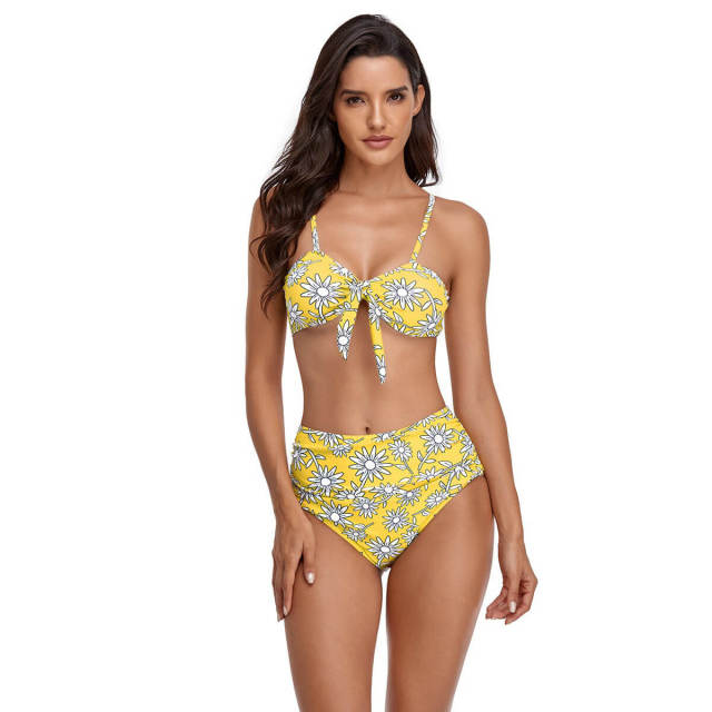 OOVOV Women Printing Two Piece Bikini Sets,High Waist Ruched Tummy Control Swimsuit Bathing Suits