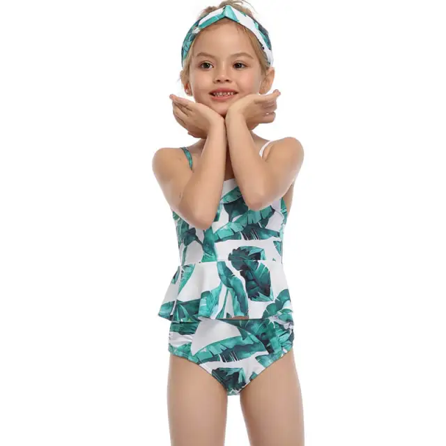 OOVOV Girls Swimsuits,Cute Children Ruffle Sling Two Piece Summer Beach Swimwear Bathing Suits