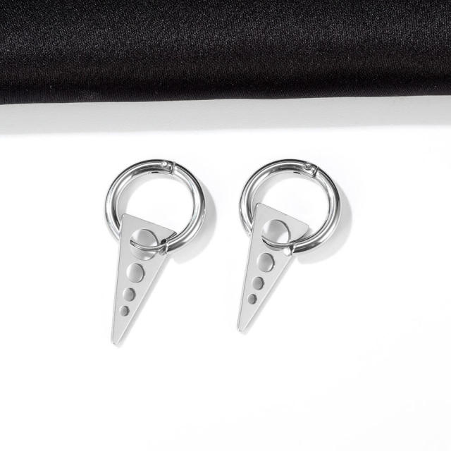 OOVOV Men's Titanium Steel Earrings Creative Women Geometric Oval Earrings Circle Stainless Steel Earrings