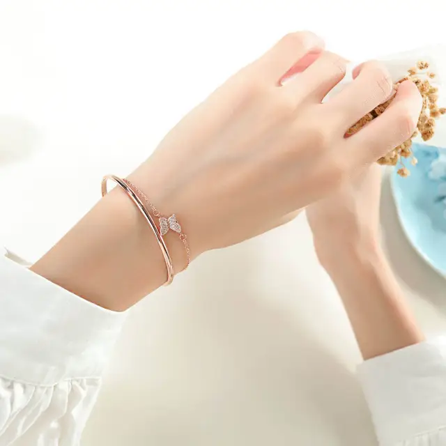 OOVOV Bangle Bracelets Gift for Women Teen Girl Plating Rose Gold Jewelry Diamond Demon Eye Bracelet