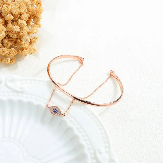 OOVOV Bangle Bracelets Gift for Women Teen Girl Plating Rose Gold Jewelry Diamond Demon Eye Bracelet