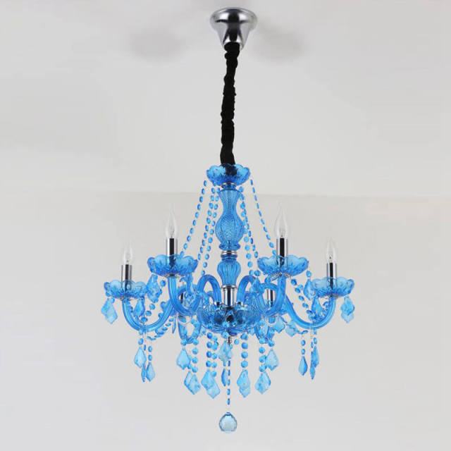 OOVOV Chandeliers with Color Crystal Chandelier 6 Lights Glass Pendant Lights for Girls Room Living Room Bedroom