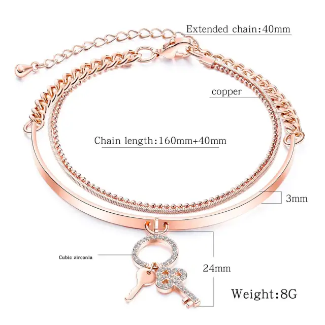 OOVOV Rose Gold Plated Bangle Bracelets for Women Butterfly Bracelet with Zircon Women Bracelets Ideal Birthday for Mom Girlfriend Wife