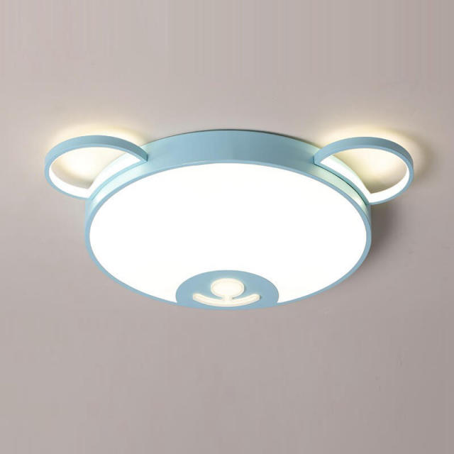 OOVOV LED Ceiling Lights Cartoon Bear Shape Flush Mount Ceiling Light Fixture For Childrens Room Baby Room Bedroom Pink Lighting