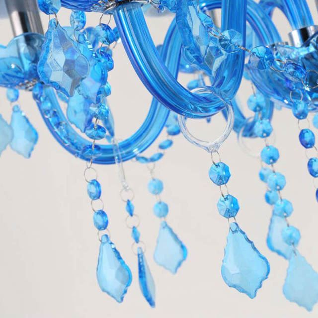 OOVOV Chandeliers with Color Crystal Chandelier 6 Lights Glass Pendant Lights for Girls Room Living Room Bedroom