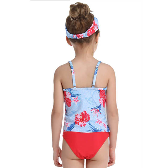 OOVOV Two Pieces Swimsuit Girls Floral Printing Ruffle Bikini Set Tankini Bathing Suits