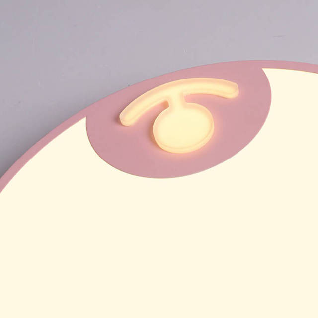 OOVOV LED Ceiling Lights Cartoon Bear Shape Flush Mount Ceiling Light Fixture For Childrens Room Baby Room Bedroom Pink Lighting