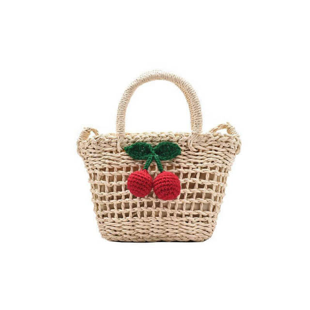 OOVOV Straw Bag For Women,Cute Strawberry Summer Tote Bag Handwoven Beach Handbag Shoulder Bag