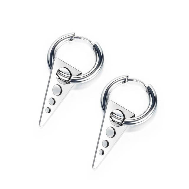 OOVOV Men's Titanium Steel Earrings Creative Women Geometric Oval Earrings Circle Stainless Steel Earrings