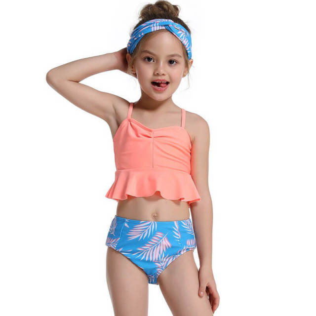 OOVOV Children Swimsuits,Girls Ruffle Sling Tankini Top With Printing Shorts Two Piece Summer Swimwear Bathing Suit