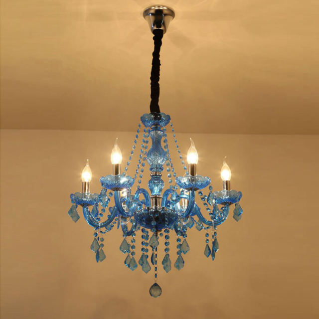 OOVOV Chandeliers with Color Crystal Chandelier 6 Lights Glass Pendant Lights for Girls Room Living Room Bedroom