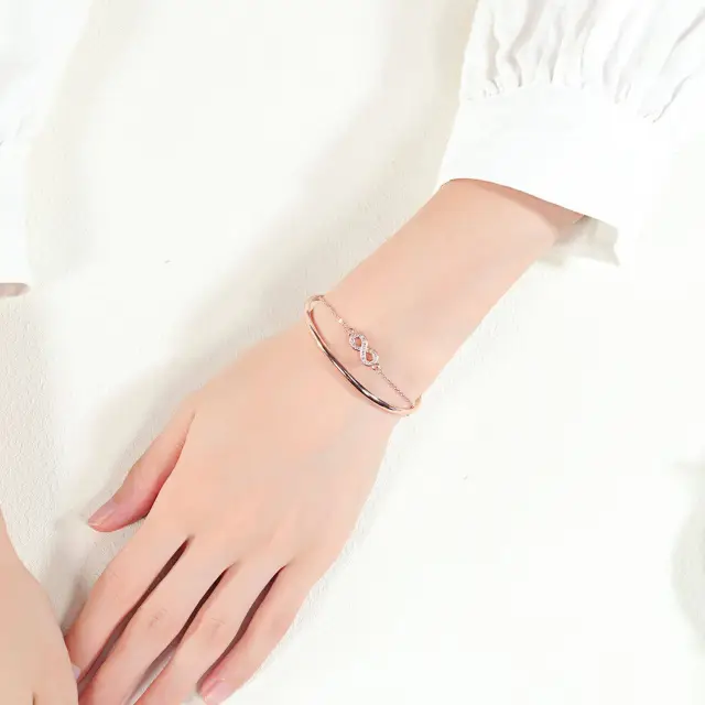 OOVOV Bangle Bracelets Gift for Women Teen Girl Plating Rose Gold Jewelry Diamond Demon Eye Bracelet