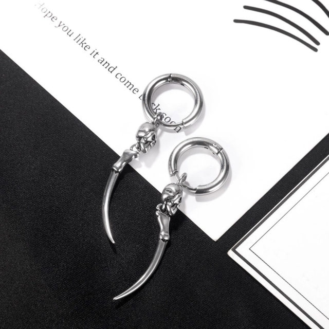 OOVOV Hoop Dangle Earrings for Men Women Stainless Steel Stud Earrings Pin Chain Earrings Star Earring