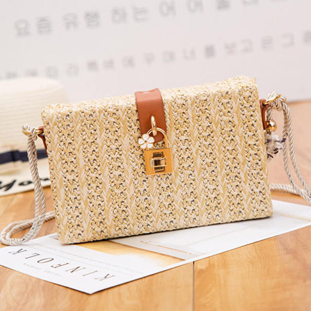 OOVOV Bag For Women,Handwoven Straw Shoulder Bag Straw Clutch Handmade  Summer Beach Straw Crossbody Bag