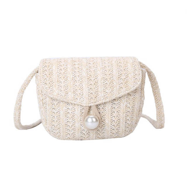 OOVOV Straw Shoulder Bag, Straw Clutch Women Handmade Straw Crossbody Bag Summer Beach Shell Bag