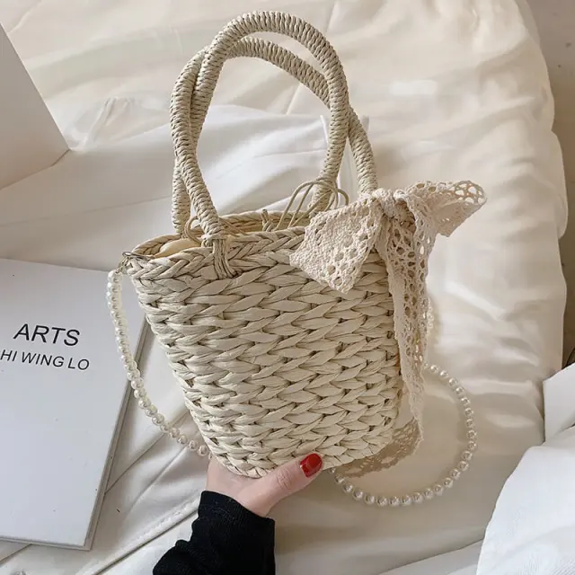 Women Straw Crossbody Bag Summer Rattan Shoulder Bag Handbag