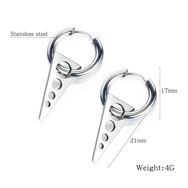 OOVOV Men's Titanium Steel Earrings Creative Women Geometric Oval Earrings Circle Stainless Steel Earrings