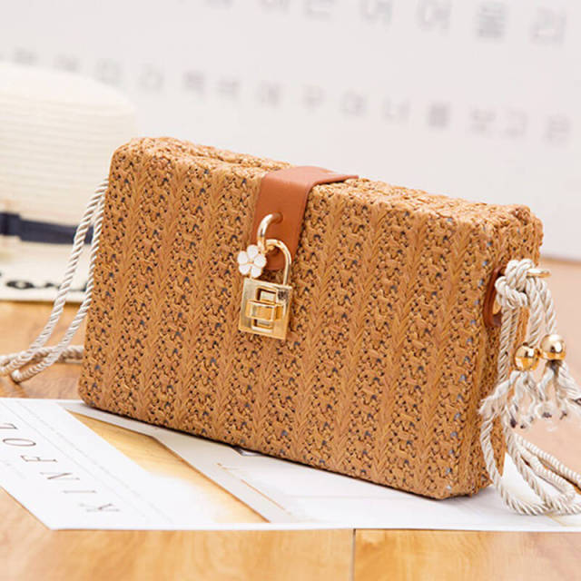 OOVOV Bag For Women,Handwoven Straw Shoulder Bag Straw Clutch Handmade  Summer Beach Straw Crossbody Bag