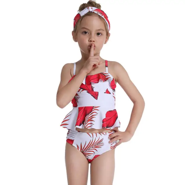 OOVOV Girls Swimsuits,Cute Children Ruffle Sling Two Piece Summer Beach Swimwear Bathing Suits