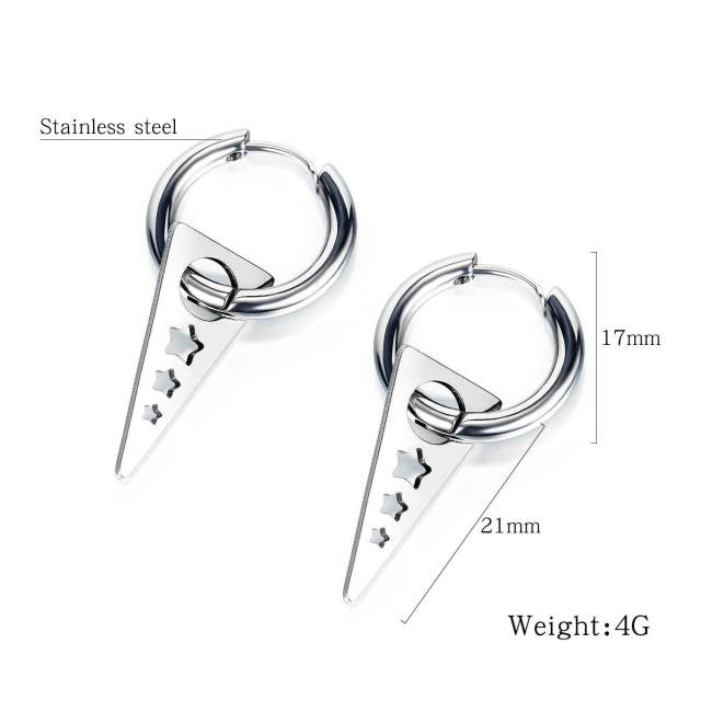 OOVOV Men's Titanium Steel Earrings Creative Women Geometric Oval Earrings Circle Stainless Steel Earrings