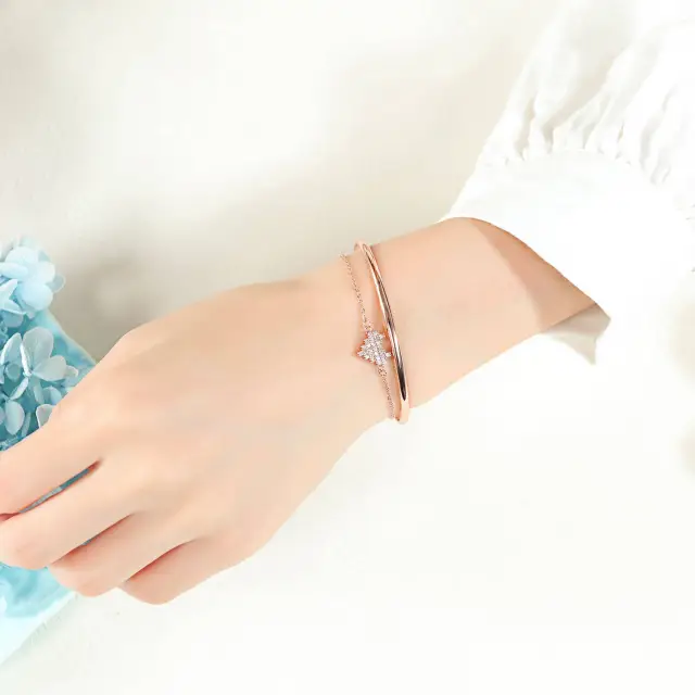 OOVOV Bangle Bracelets Gift for Women Teen Girl Plating Rose Gold Jewelry Diamond Demon Eye Bracelet