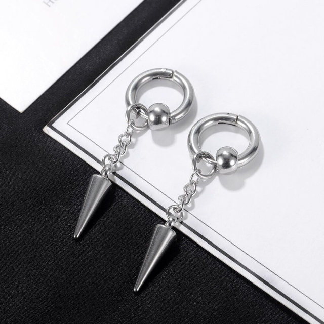 OOVOV Hoop Dangle Earrings for Men Women Stainless Steel Stud Earrings Pin Chain Earrings Star Earring