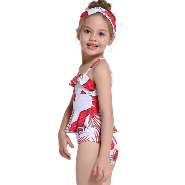 OOVOV Girls Swimsuits,Cute Children Ruffle Sling Two Piece Summer Beach Swimwear Bathing Suits