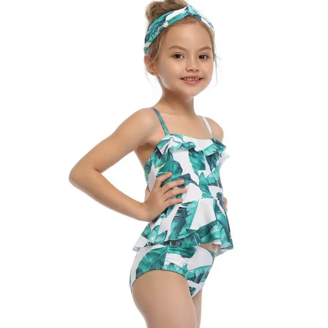 OOVOV Girls Swimsuits,Cute Children Ruffle Sling Two Piece Summer Beach Swimwear Bathing Suits