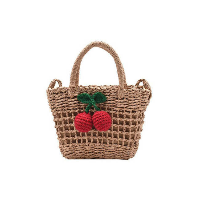 OOVOV Straw Bag For Women,Cute Strawberry Summer Tote Bag Handwoven Beach Handbag Shoulder Bag