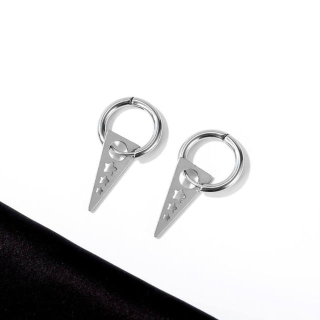 OOVOV Men's Titanium Steel Earrings Creative Women Geometric Oval Earrings Circle Stainless Steel Earrings