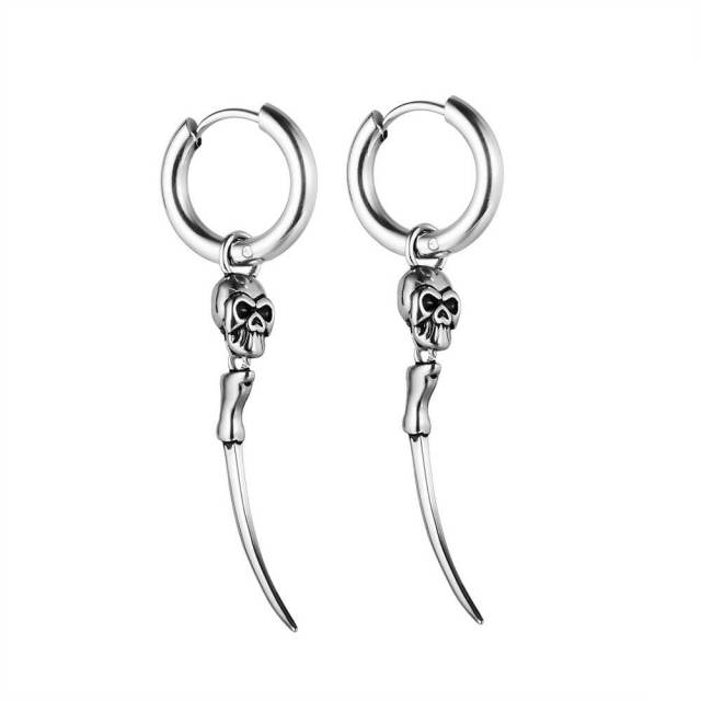 OOVOV Hoop Dangle Earrings for Men Women Stainless Steel Stud Earrings Pin Chain Earrings Star Earring