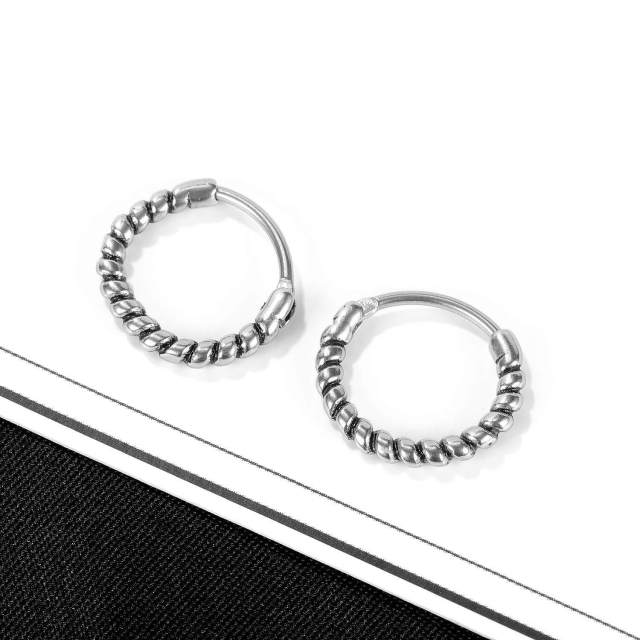 OOVOV Men's Earrings,Stud Earrings for Men,Street Hip Hop Stainless Steel Hoop Jewelry Stud Earrings Men and Women